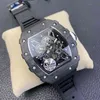 Milles Watch RicharMilles Watches Luxury Mechanical Mechanical Movement Ceramic Dial Rubber strap Date Zhong Yi Richa Rm35-02 Full Carbon Fiber Tape