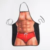 Funny 3D Kitchen Apron Digital Printed Sexy Naked Men Aprons Super muscle Hero Pattern Dinner BBQ Barbecue Cooking Uniform 220507