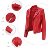 Femmes PU Veste En Cuir 2022 Printemps Femme Pardessus Ourlet Irrégulier Bomber Vestes Rivets Punk Biker Outwear Vêtements Pour Femmes L220801