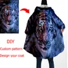 DIY Personnalisé 3D Imprimé À Capuche Long Duffle Topcoat Couverture À Capuche Cape Épaisse Veste Coton Cachemire Polaire 220704