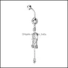 Vücut Sanatları Dövmeleri Sanat Sağlığı Güzellik MTI Stil Cerrahi Çelik Göbek Yüzük Kitleri CZ Sehşete Dangle Belly Düğmesi Piercing Je DHG54