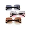 designer sunglasses woman fashion man sunglasse women eyewear Rimless Diamond cut square sunshade mirror glasses frame Mixed Color simple leisure mens sunglasses