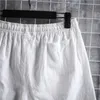 M 5xl Plus Size Men S Shorts Elastyczna talia z sznurkiem sportowa zwykła kolor bawełniany lniane lniane swobodne spodnie letnie ubranie 220715