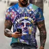 Herr t-shirts amerikansk graffiti t shirt herrar venage 3d tryck stil kläder kort ärm toppar o-hals mode casual överdimensionerad t-shi