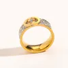 Klassieke Luxe Sieraden Ontwerper Ringen Vrouwen Liefde Bruiloft Benodigdheden Diamant 18K Vergulde Roestvrij Stalen Ring Fijne Vinger Ring Groothandel ZG1308