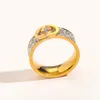 Classic Luxury Jewelry Designer Rings Women Love Wedding Supplies Diamond 18K Gold Plated Stainless Steel Ring Fine Finger Ring Wholesale ZG1308