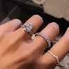 Cluster Rings Sterling SILVER SQUARE 6CT Natural White Sapphire Cocktail ENGAGEMENT WEDDING Diamond For Women Men JEWELRYCluster