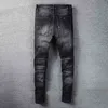 Jean Designer Amirrs Jeans 2023 Amirrsy Casual Hip Hop Usé et lavé Splash Ink Couleur Peinture Slim Fit Hommes FHLX