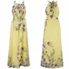 Plus la taille S 6XL été femmes robes longues plage imprimé floral en mousseline de soie Boho Maxi robe avec ceintures fronde sans manches femme 220527