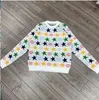 Kadın Kazak Kore tarzı kazak yuvarlak boyun geometrik çatışma jacquard rahat ggity mektup kazak jumper