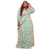 Plus Size Dresses Women Clothing Fall Floral Dress with Sashes Ladies Casual Long Sleeve Maxi Dress Dropshipping Wholesale T220804