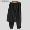 Men Harem Pants Joggers Drawstring Solid Color Streetwear Punk Fashion Irregular Trousers Leisure Pantalon INCERUN 220719