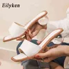 슬리퍼 eilyken 크기 35-43 투명 크리스탈 둥근 공 발 뒤꿈치 여성 여름 해변 엿보는 발가락 슬라이드 신발 신발 여성 플립 플롭 샌들 220329