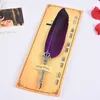 Creative Retro Turkey Feather Quill Fountain Pens Ballpoint Pen For Wedding Gift Office School Writing Teacher's Day Gift