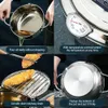 Japanese Deep Fryer With Thermometer and Lid 304 Stainless Steel Kitchen Tempura Fryer Pan Without Oil