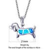 Pendant Necklaces Cute Female Small Dog Animal Pendants Silver Color Blue Fire Opal Necklace Vintage Wedding For WomenPendant