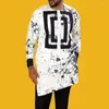 Camisetas de hombre African Dashiki Top largo para hombre Camisa estampada Hippie Hombres Moda Ropa musulmana 2022 Verano Hombre Camisas casuales Tallas grandes Blanco M-4