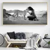 Zwart Wit Natuurlijke Landschap Poster Stampe Muur Art Canvas Schilderij Sneeuw Luipaard Sexy Naakt Vrouwen Foto Voor Woonkamer Decor