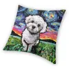 Almofada/travesseiro decorativo poodle cão maltipoo pinturas noturnas case amante de animais de estimação nórdica sofá capa da sala de estar decoração de sala de estar macio travesseiros macios