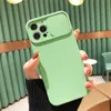 Slide Camera Protection Liquid Silicone Telefonfodral för iPhone 14 13 11 12 Pro Max Mini XS Max XR X 8 7 Plus SE Lens Push Cover