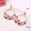 Women Exquisite Wreath Sweet Earrings Pearl Rhinestone Crystal Dangle Earrings Fashion Wedding Party Jewelry Accessories