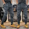 Pantaloni cargo vintage americani di design da uomo con tasche larghe elastiche in vita, piedi larghi e casual e taglia S-2XL3XL di grandi dimensioni