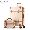 Bagages pouces femmes dur rétro ensemble roulant chariot avec sac cosmétique valise vintage pour les filles J220707257V