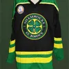 Wskt Custom Ross "The Boss" Rhea GOON Film St John's Shamrocks Maillot de Hockey sur Glace Broderie Homme N'importe Quel Nom Numéro Maillot Vert Noir Blanc