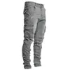 Staplade denim jeans män mode mager män fickpennor jeans manliga byxor ropa hombre casual denim hip hop byxor