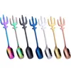 Spork Creative One 304 Stalowa stalowa łyżka kawy zachodnia stołowa stołowa podwójna strumień Trójstosu deser owoce łyżka LK001186