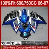 Suzuki GSXR 750CC 600CC 750 600 CC 06-07 GSXR600 GSXR750 K6 GSX-R750 06 07 GSXR-750 GSXR-600 2006 2007注射モールドフェアリング光沢ブルー