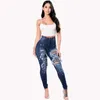 Новые весенние женщины плюс размер дизайнер джинсов Популярные разбитые отверстия эластичные джинсовые штаны Женские леггинсы