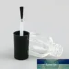 500 unids Pequeño 3ML 4 ml Vacío de cristal cuadrado de vidrio cuadrado recargable con cepillo negro Cap de uñas Contenedor de arte