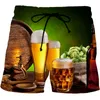 Homens Licor Graphic Beach Wines Shorts 3D Padrão Padrão Beer Boardshorts Homens / Mulheres Uísque Bubbles Calças Curtas 220425