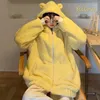 Kadın Ceketleri Ayının Kulak Kadınları İmitasyon Kuzular Ceket Kalın Yün Polar Kawaii Tatlı Hoodies Ceket Sonbahar Kış Kadın Gevşek Fermuarı