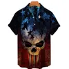 Camicia hawaiana Uomo Estate Skull Print Camicie per uomo Camicie uomo 3d Moda Single Row Back Collare cubano Summer Tops 5xl 220527
