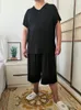 2 unids más tamaño 8xl 150kg 170kg verano modal pijamas para hombres conjuntos de manga corta suave hombres sólido fino pijama cómodo 220613
