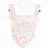 Gürtel Floral Bustier Crop Top Taille Cincher Korsett mit Trägern Neckholder Tops für Frauen Sexy Back Retro BustierBelts Fier22