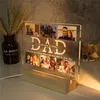 Personnalisé amour papa LED USB veilleuse personnalisé 6 PosText acrylique 3D lampe pour la fête des pères anniversaire cadeau chambre décoration 220623