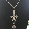 Pendant Necklaces Goth Inverted Cross Pentagram Necklace Satanic Occult Alternative Grunge Jewellery Upside Down Gothic Punk Men Women GiftP