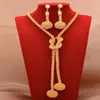 ￖrh￤ngen halsband 24k afrikanska guldpl￤terade smyckesupps￤ttningar f￶r kvinnor p￤rla ring dubai brud g￥vor br￶llop krage smycken set286l