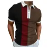 Sommer Neue Streifen Druck Golf Polos T-shirt Für Männer Slim Fit Zipper Revers Design Kurzarm Spleißen Casual Polo T hemd 2022-2