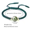 Bracelet de perles craquelées en cristal vert pierre naturelle pour femmes hommes Bracelets de tissage faits à la main Vintage bijoux
