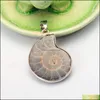 Pendant Necklaces Natural Stone Chrysanthemum Fossil Sier Plated Bail Men And Women Fashion Jewelry Minimalist Style Dro Dhseller2010 Dhcgq