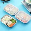 WorthBuy Japanese Bento Box 304 Rostfritt stål Metal Lunch Box med fack Kids Food Container Box For School Picnic Set 201015