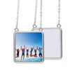 Fashion DIY Square sublimation blank mens necklace silver necklace designer jewelry women man chain party Family Photo Frame Pendant for Woman Pendnats Necklaces