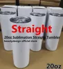 ABD Stok 2 Gün Teslimat 20oz Süblimasyon Tumbers Kapak Samanlı Düz ​​Boş Beyaz Tumbler 20 Oz Paslanmaz Çelik Vakum Yalıtımlı Bardaklar