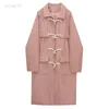 Claxon roze katoenen jas vrouwen herfst winter gewatteerd verdikte middenlengte boven knie wollen jas vrouwige stijl L220725