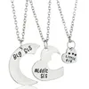 Hänge halsband Broken Heart Big Middle Litter sis syster silver pläterade pendent halsband familjefest uttalande smycken hand stämplade choke