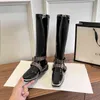 StiefelNeue braune kniehohe Stiefel für Damen Markendesigner Herbst Winter Mode Motorrad Punk Stiefel G220813